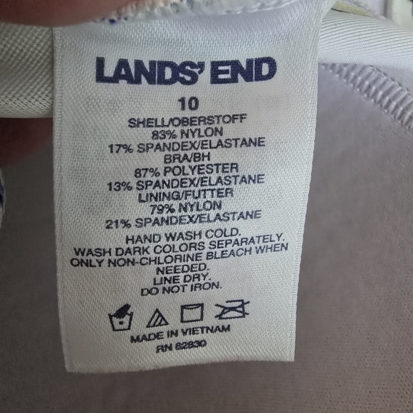 Lands' End Women’s Bandeau OnePiece Tummy Control Blue and Yellow Adj Strap 10 - Picture 11 of 11